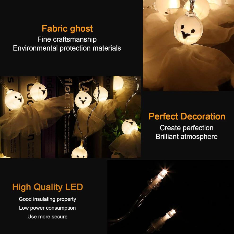 Ghost String Lights, Classic Color Match With 30 LED Bulbs, Special Present For Halloween Christmas, Easy To Hang Decor For Gardens Lawns Balconies