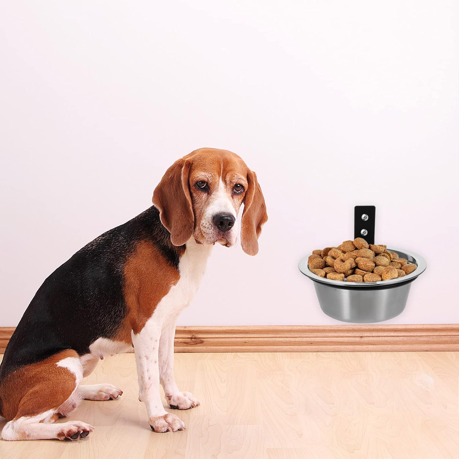 Kisangel 1Set Wall Mounted Elevated Dog Bowl, Stainless Steel Dog and Cat Bowls for Replacement Feeder