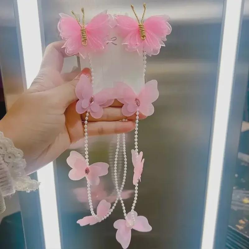 

Заколка для волос с цепочкой из бабочки и жемчуга ручной работы: Стиль Принцессы Феи No Specific Size