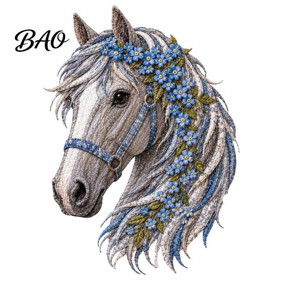 Artistic Fabric Applique Set Floral Horse Patchwork Kit, DIY Diy Kit Sewing for Adults, Handmade Wall Decor Decorative Collage