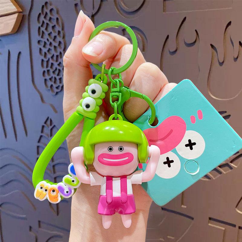 Creative Cartoon Funny Face Ugly Baby Rope Buckle Female Couple Funny Car Bag Keychain Pendant Small Gift opp bag packaging