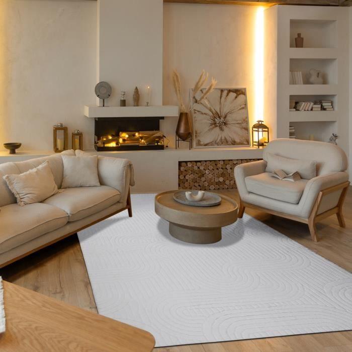 Tapis - SEVENTY - Seventies - 160 x 230 cm - Polyester Extra Soft - Blanc