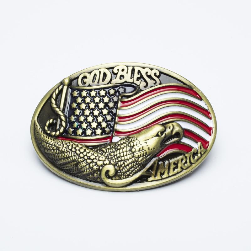 Retro Western Cowboy Eagle & American Flag Zinc Alloy Belt Buckle for Men