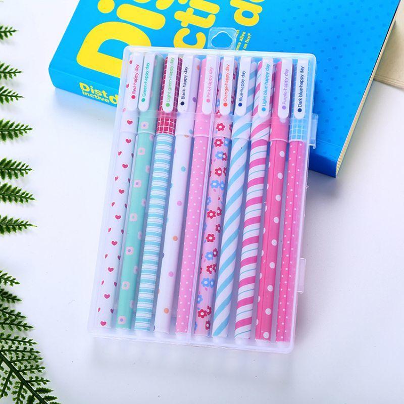 

1 коробка / 10 штук красочных цветных гелевых ручек с изображением животных, звезд, звезд, маркеров для текста, цветочных канцелярских принадлежностей для офиса и школы, подарок с коробкой Ink Color:Multicolour