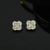 Shell Dripping Oil Four-Leaf Flower Stud Earrings High-End Fashion Versatile Earrings Big-Name Temperament Earrings