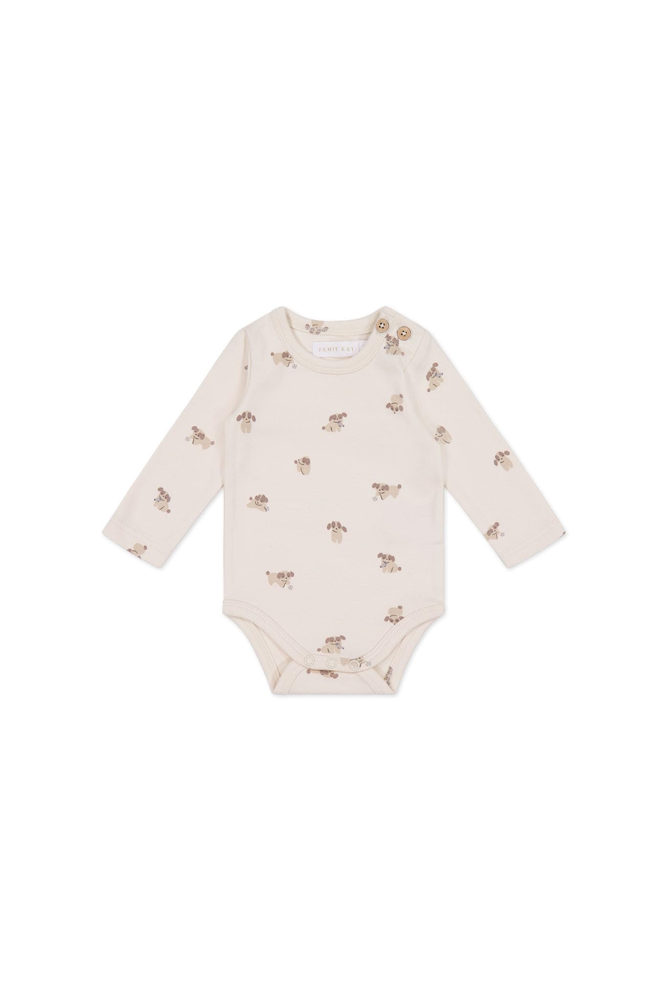 

Organic Cotton Long Sleeve Bodysuit Sasha Puppy Tofu JBCO251240 Baby IVR 80 [Jamie Kay]
