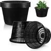 HHO-Black Plastic Hydroponic Baskets 6 Pcs Aquatic Garden Mesh Net Pot For Planting Hydroponic Pots Slotted Pond Basket