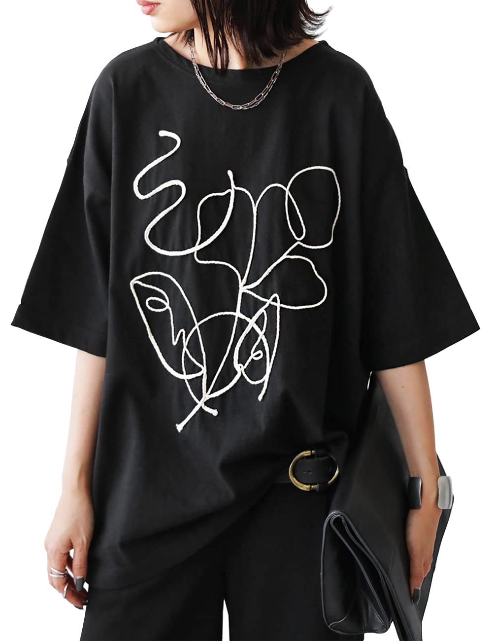 

antiqua Rope Art Short Free Size Women s T-Shirt, Sleeve, 05, Black, AY-00034