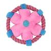 Plush Dog Flying Disc Squeaky Flower Dog Chew Toy with Rope Circle Interactive Fetch Toy for Large Small Dogs