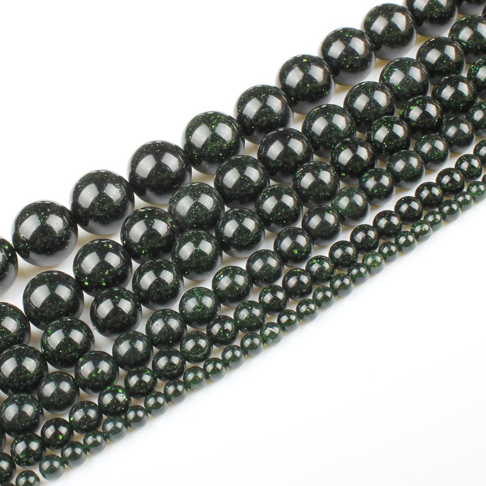 Green SandStone Round Natural Stone Beads 15"Strand Smooth Loose Spacer Beads 4/6/8/10/12mm for Jewelry Making DIY Bracelets Accessories