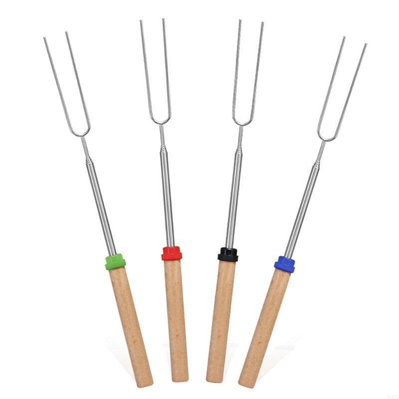 4pcs Telescoping Marshmallows Roasting Extendable Stainless Steel BBQ Fork X3UC