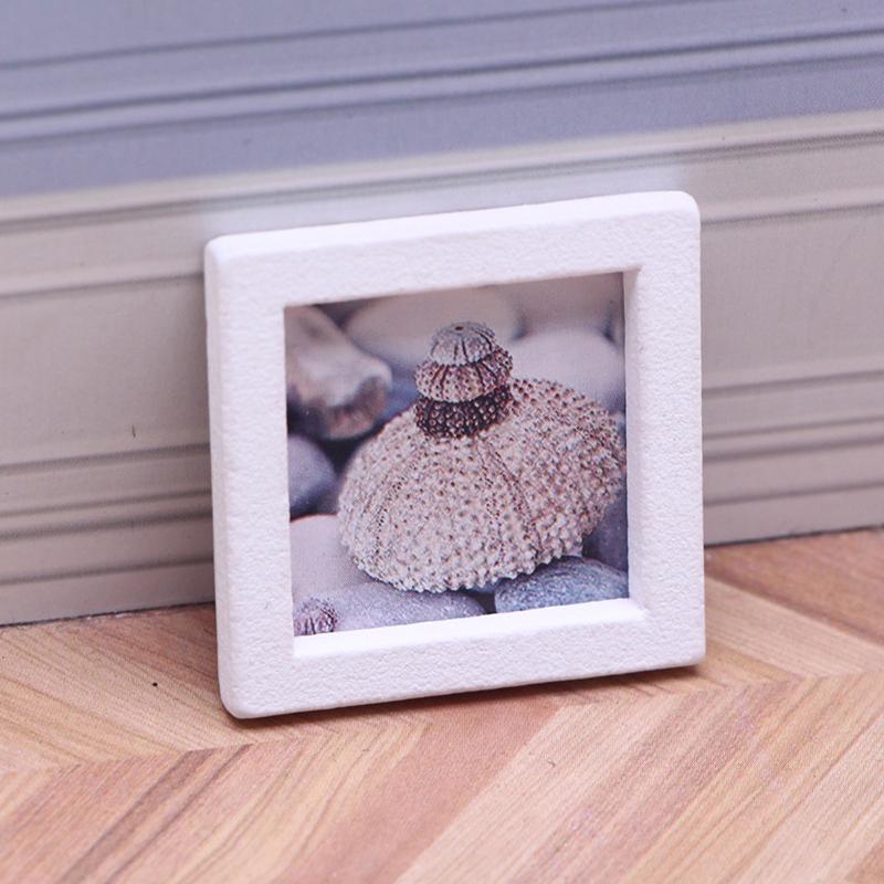 1Set 1:12 Puppenhaus Miniatur Sommer Strand Foto Rahmen Landschaft Wandbild Wanddekoration Modell Dekor Spielzeug Puppenhaus Zubehör