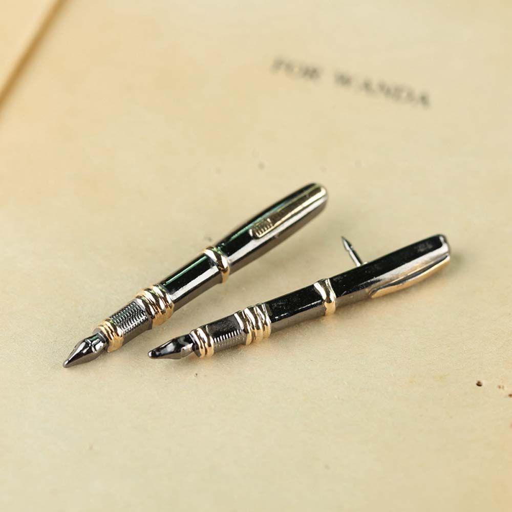 Pen Shape Tie Pocket Button Gold Color Men Brooches Pen Shape Brooch Korean Style Suit Shirt Brooch