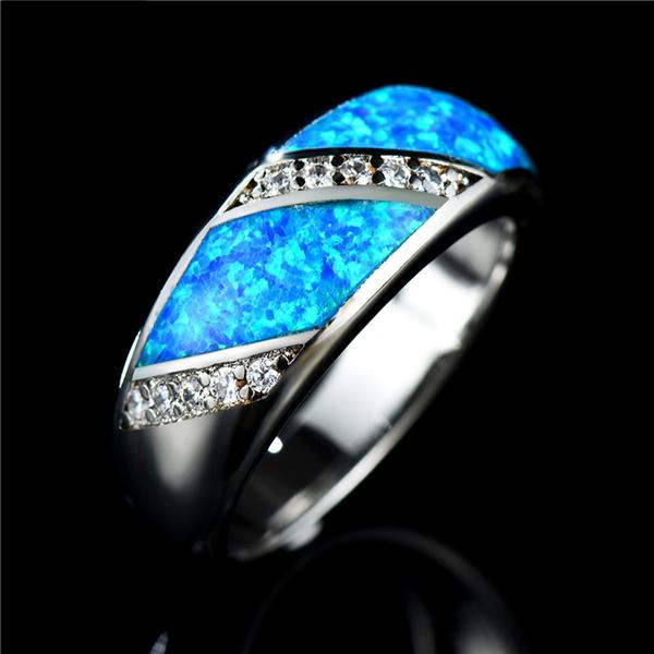 F&F Jewelry Rainbow Trangle White Fire Opal Ring Vintage Wedding Party Rings For Women Bridal Rings F&F Jewelry Rainbow Trangle White Fire Opal Ring Vintage Wedding Party Rings For Women Bridal Rings