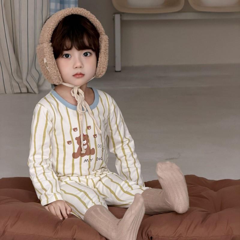 Kids Cotton Lycra Pajamas Set A Skin-friendly Long Sleeve Winter Homewear Boys Girls