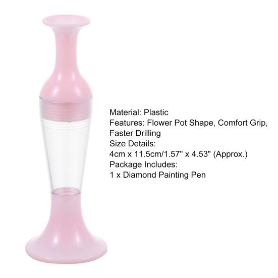 Caneta de pintura de diamante, precisa, perfuração mais rápida, caneta de perfuração em formato de vaso de flores de plástico para artesanato