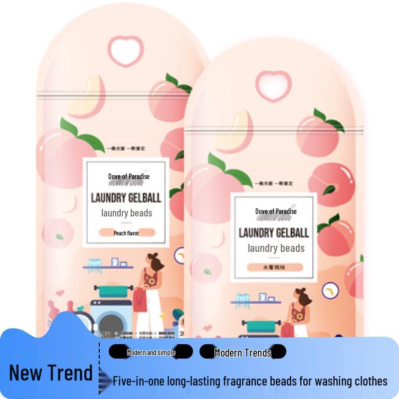 Peach Scent Laundry Pods - 20 Count Bag: Single-Use, Stain-Removing Detergent Beads