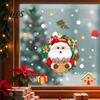 Gingerbread Man Decals Christmas Static Window Sticker, Wreath Pattern Print PVC Removable Decal, Decorative Film Waterproof Glass Cling for