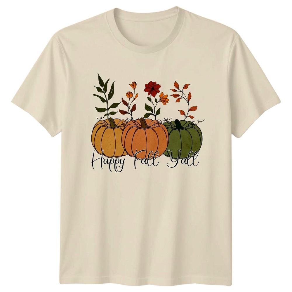 Happy Fall Yall Unisexs TShirt Autumn Pumpkin Holidays Thanksgiving Gift For Her
