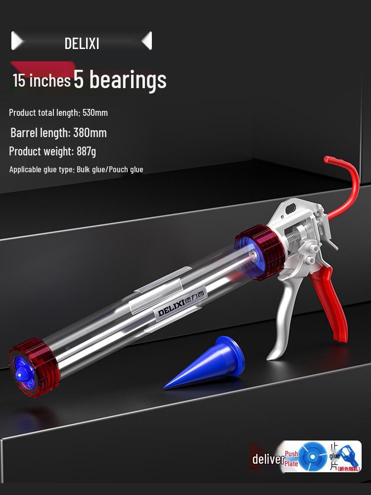 Delixi Automatic Glass Glue Gun: Sixteen-Axis Caulking Tool with Soft Sealant, Glue Cut-Off, and Labor-Saving Features.
