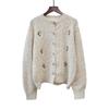 Autumn and Winter New Three-dimensional Flower Design Knitted Cardigan Gentle Wind Loose Soft Waxy Sweater Jacket Women