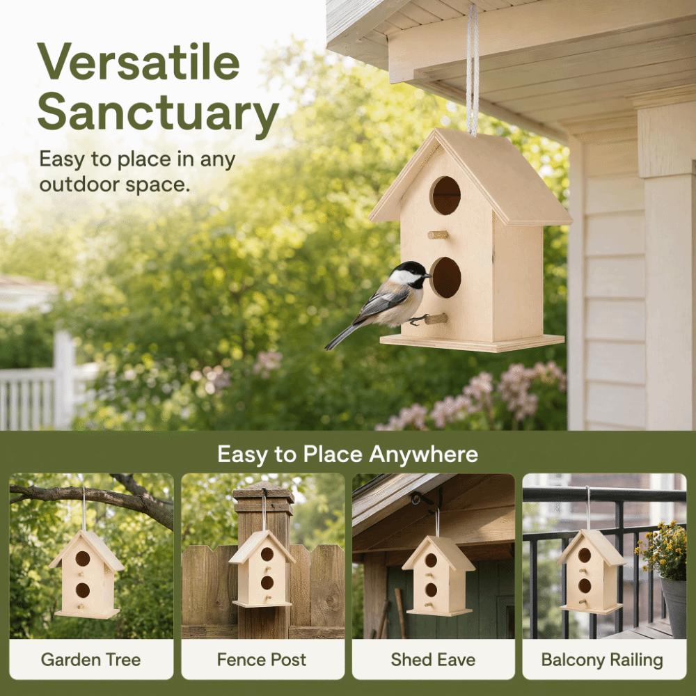 Wood Wooden Bird House Unique Design Outdoor Bird House Easy Hang Bird Nesting Box  Outdoor Garden