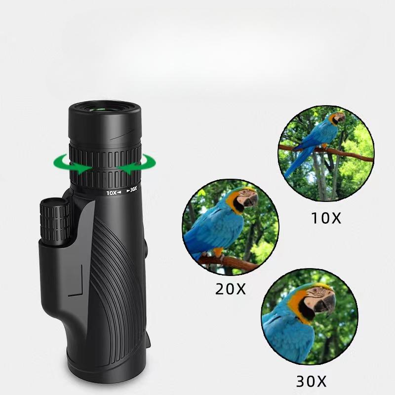 Foreign Trade 10-30*42 Zoom Monocular Binoculars with Double Focusing and High-definition Large-caliber Binoculars Can Be Equipped with Wristbands.