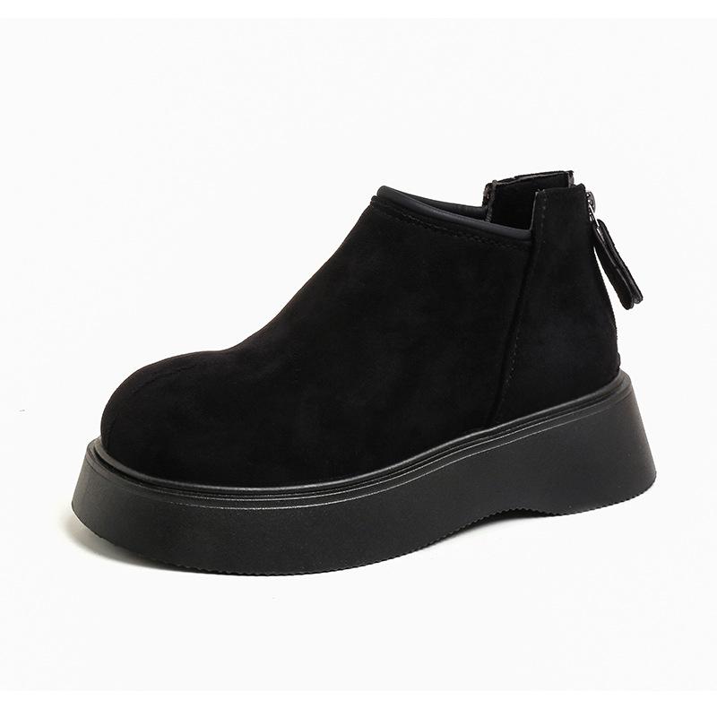 Thick-soled rear zipper Martin boots children's new winter velvet snow boots short flat-bottomed fashion short boots women