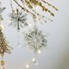 Iron 3D Christmas Snowflakes Pendant Three-dimensional Glitter Christmas Tree Hanging Ornaments Reusable Plating Gold/Silver