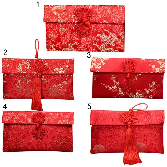 Hochzeit Umschlag Blickfang Zarte Textur Stoff Chinesische Rote Umschläge Geschenkkarte für Neujahr