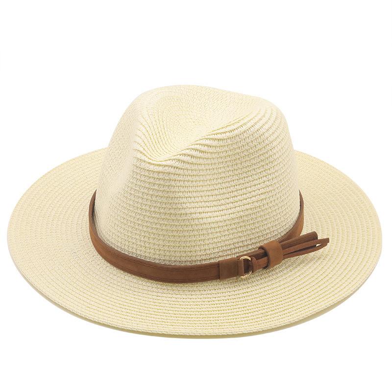 

Straw Hat Bowler Hat for Women Outdoor Beach Sun Protection Sunshade Jazz Hat 58-60cm