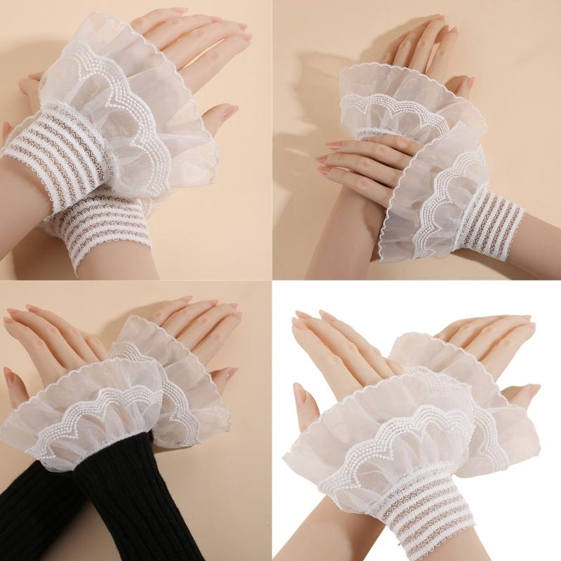 Detachable Lace False Sleeves Wrist Cuff Fingerless Hand Sleeve for Stylish Outfits Cosplay Event Daily Comfortable Wear