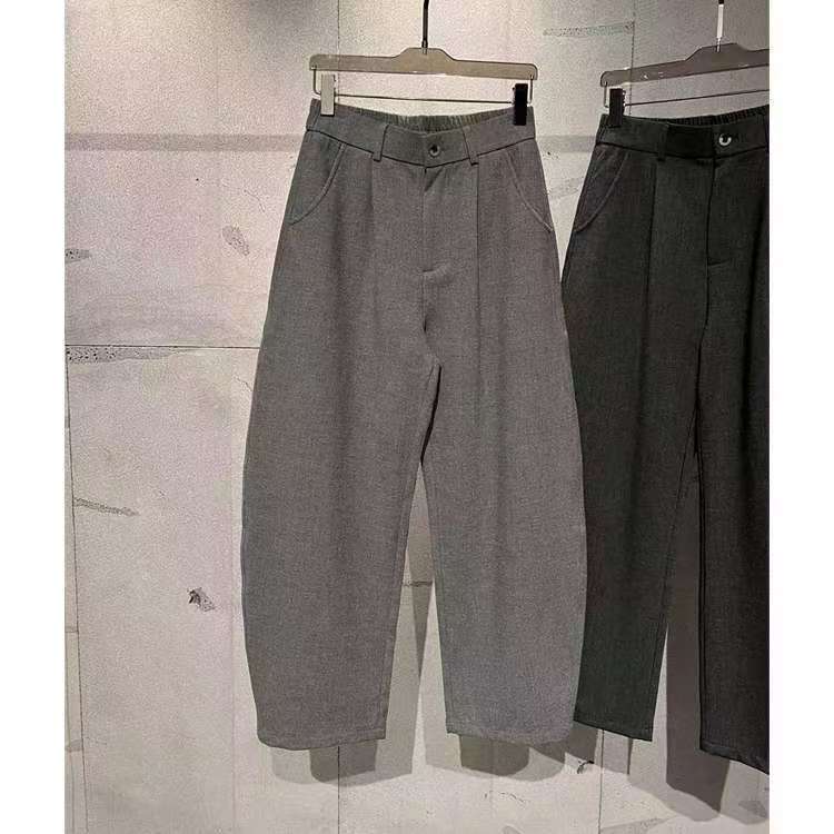 Autumn new soft drape versatile men's lazy comfortable atmosphere casual trousers smooth loose solid color fashion