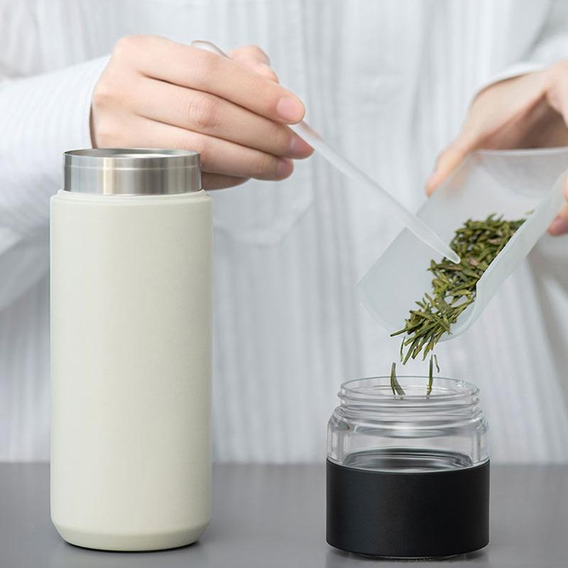 Insulated Cup with Filter Stainless Steel Tea Bottle Tea Infuser Vacuum Cup with Glass Infuser Separates Tea and Water 500ML