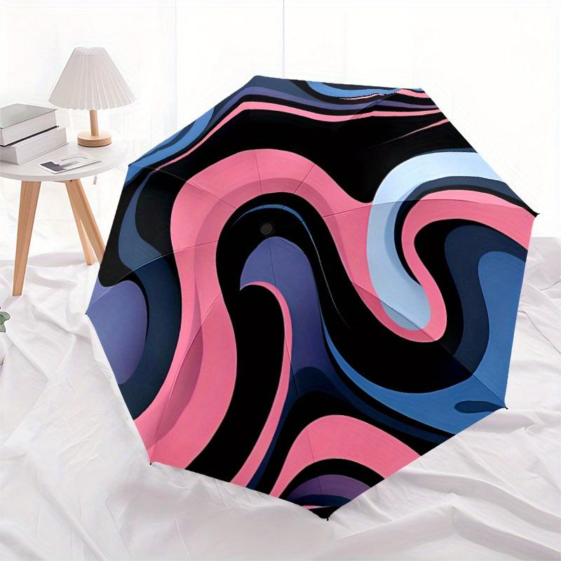 1pc Abstract Swirls Automatic Open/close Folding Umbrella, Compact Portable Travel Umbrella,Cute Umbrella, Durable Construction yy250804051