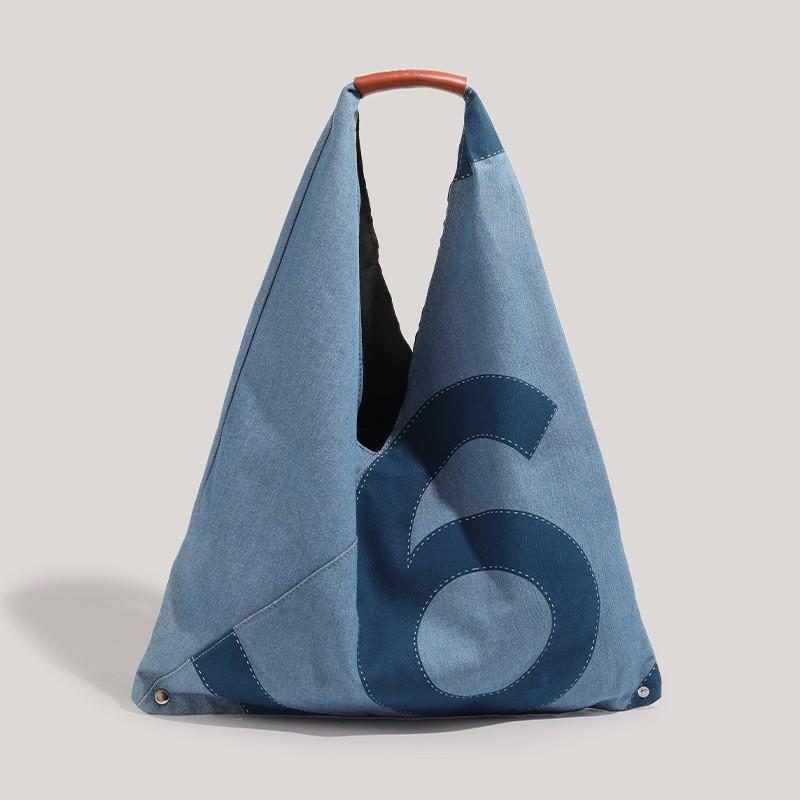 

Lazy wind bag New denim canvas bag Alphabet shoulder bag Versatile handbag Large capacity tote bag синий