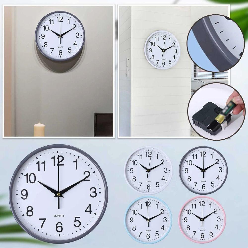 Battery Operated Modern Wall Mounted Clock Non-ticking Round Wall Clocks Hanging Clock  School
