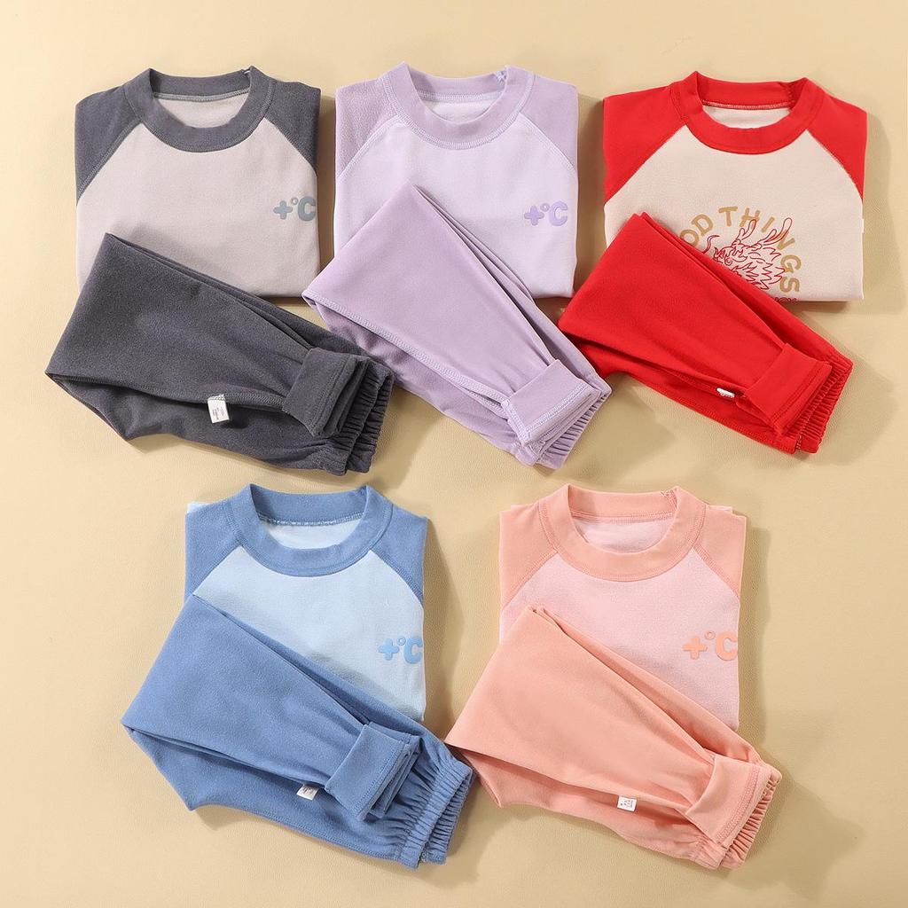 Warm Children's Pajama Set: Plush Long Sleeve Top & Trousers for Boys & Girls (Autumn/Winter)