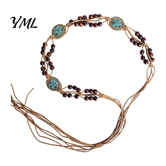 Braided Rope Waistband Bohemian Waist Belt for Women, Vintage Rhinestone Cord Handmade Ornament Chain, Adjustable Layered Belly Chain Dresses