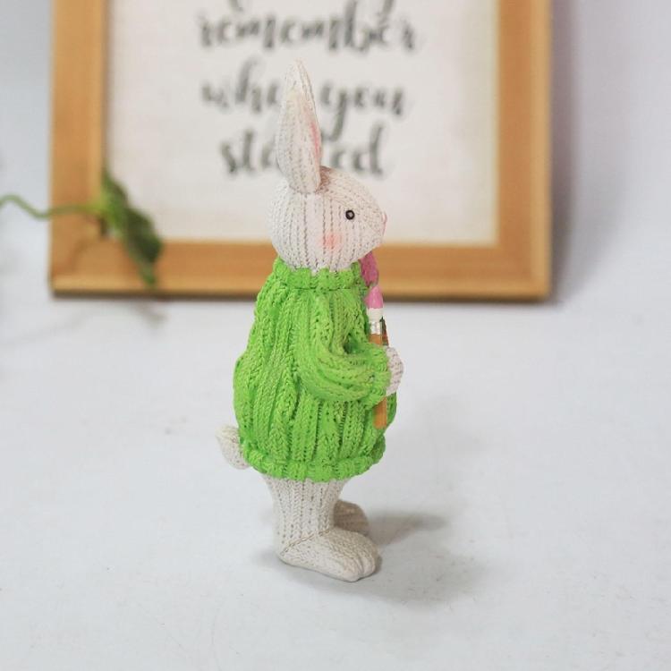 Easter Bunny Figurine Resin Woven Rabbit Statue Party Background Decor Accessory