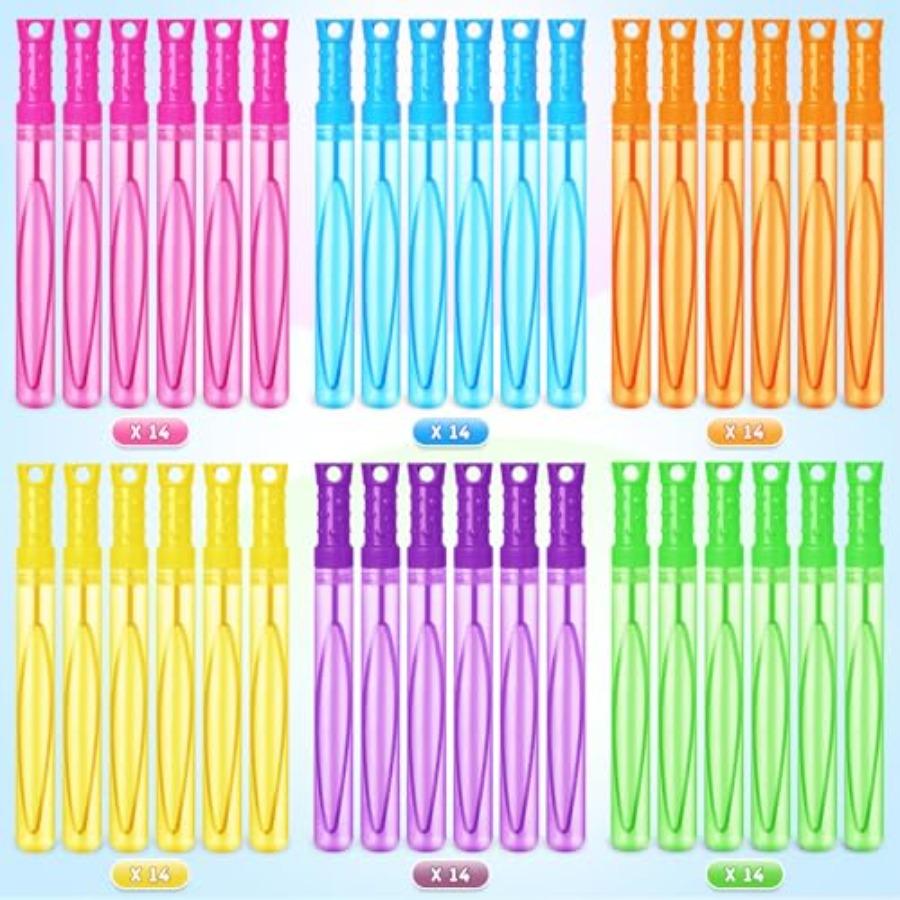 Bubble Wands, 84 Pcs Bubble Wands Bulk In 6 Colors Bubble Party Favors for,Summer Toys, Indoor Outdoor Activity, Themed Birthda