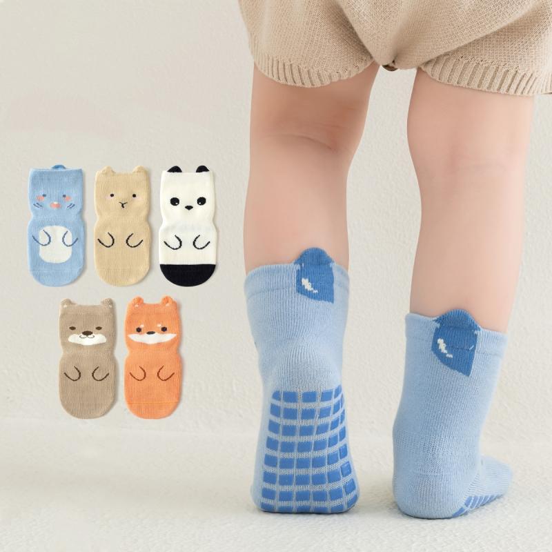 Kids Non-Slip Socks Cute Cartoon Pattern Baby Boys Girls Floor Socks Comfortable Breathable for Toddler Children Spring