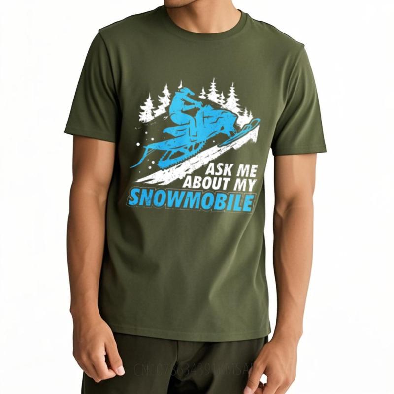 Essential Tee Rock For her Oneck tshirt Streetwear Snowmobile Rider In Winter Forest Scene Trendy For him tees Quick Dry Shirt