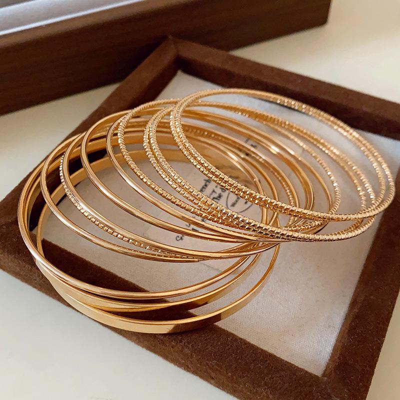 Minimalist Double-Layer Hollow Armlet: European & American Style, Exaggerated & Fashionable High-End Bracelet