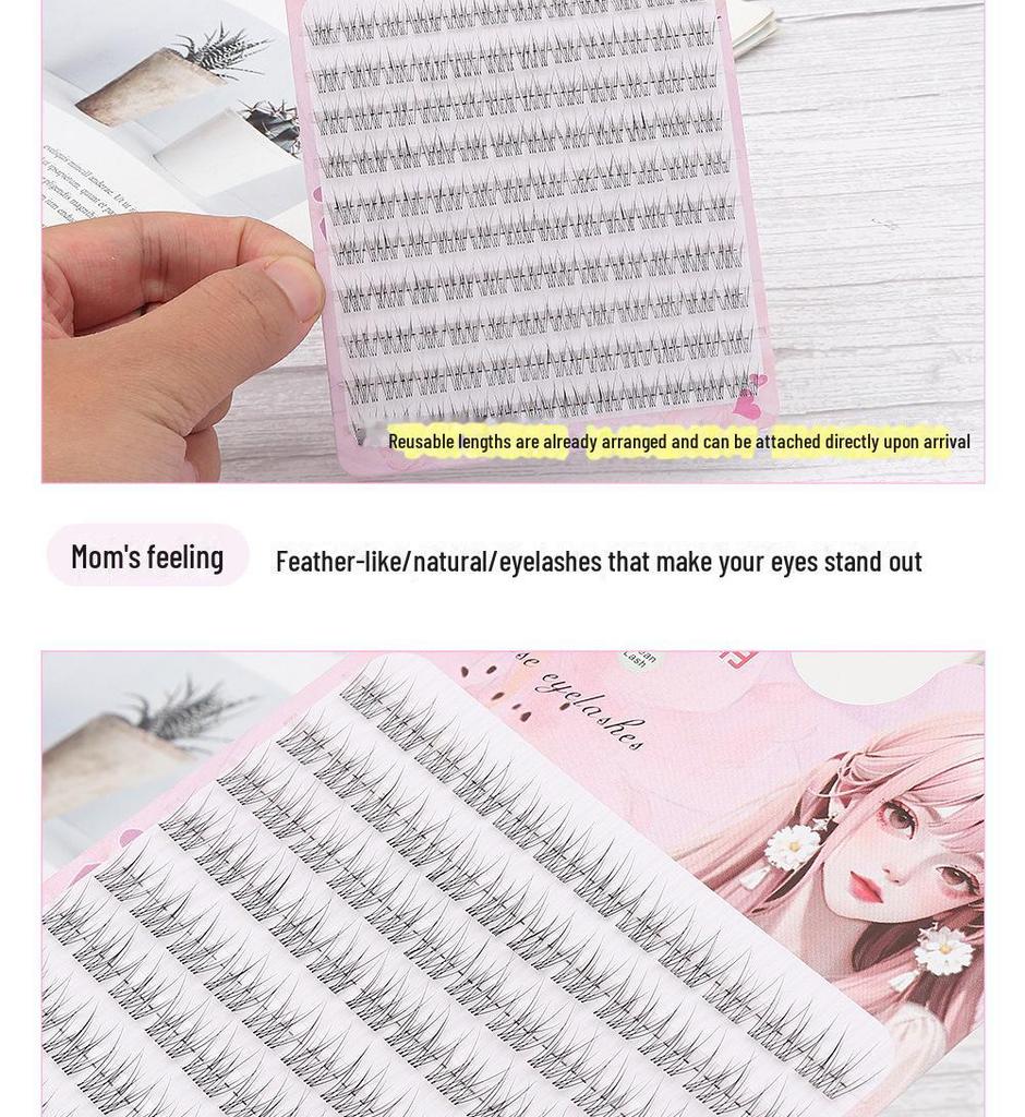 Super Soft Curved Natural False Eyelashes - Model 8910mm Short Straight Single Cluster