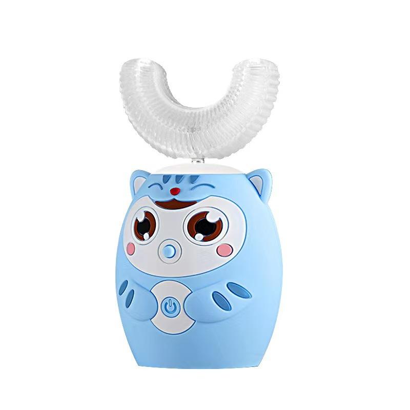 360° Sonic Electric Toothbrush for Kids Children U Shape Automatic Silicone Tooth Brush Smart Timer Rechargeable Blue Light IPX7