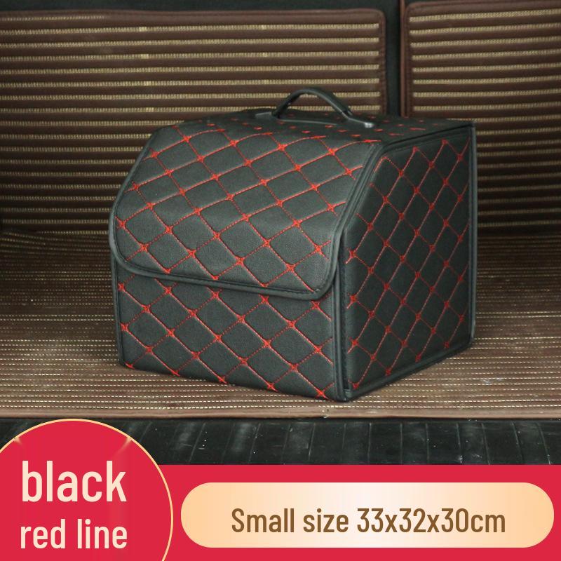 Trunk Storage Box: Multifunctional Folding Car Organizer with Logo-Printed Leather