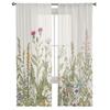 Plants Flowers Leaves Curtain Window Tulle Living Room Bedroom Kitchen Chiffon Treatment Decorations Curtains Light Filtering Made Of Polyester Area