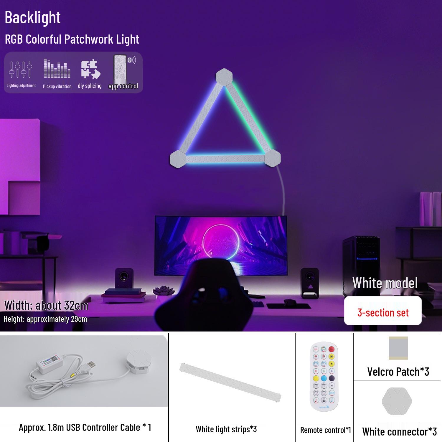 Smart RGB Constellation Light Panel: 3D Sound-Reactive Color Lamp for E-Sports, Wall or Bedroom Atmosphere. Bluetooth Controller (App + Remote + Adhesive)
