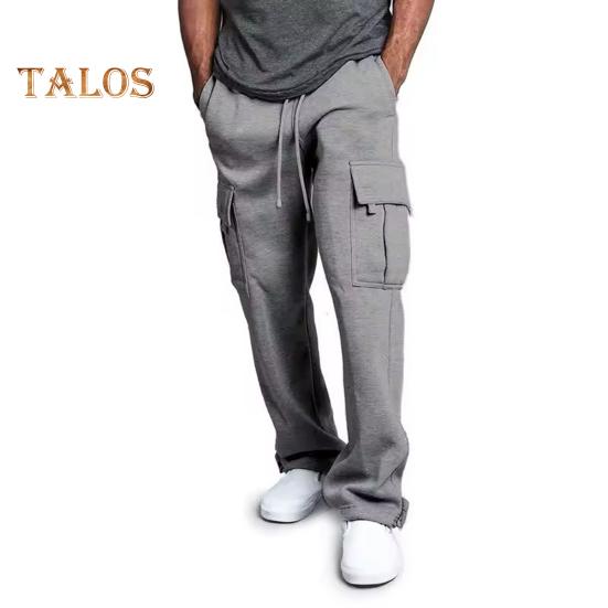 Herr Vår Höst Byxor med Flera Fickor Dragsko Elastisk Midja Vida Ben Plus Size Mjukisbyxor Stretchiga Byxor Enfärgade Lösa Street Style Sport